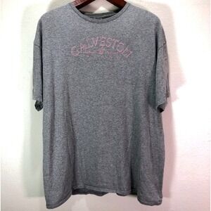 Delta Pro Weight Galveston Island Texas T-Shirt Gray Pink Sparkle Womens 2XL Tee
